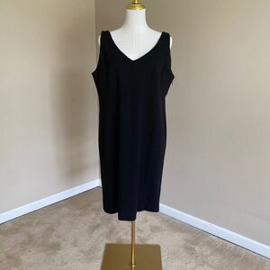 Eileen Fisher Black Viscose Nylon Spandex Side Zip Lined Dress Size XL